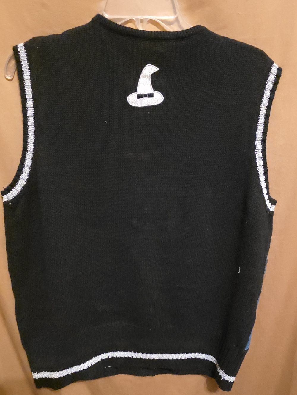Black Halloween Sweater Vest with Pumpkins & Cats L - Picture 3 of 5